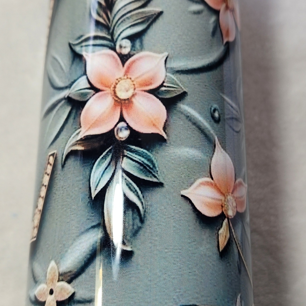 Crystal LV Monogram Tumbler - Blue & Pink Hand Crafted 20 Oz. NIB - Picture 3 of 9